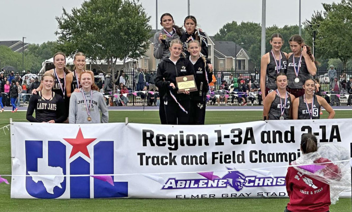 Lady Jays 4x400 relay team of Reese Redford, Brantley Ham, Remi Long and Jace Chisum