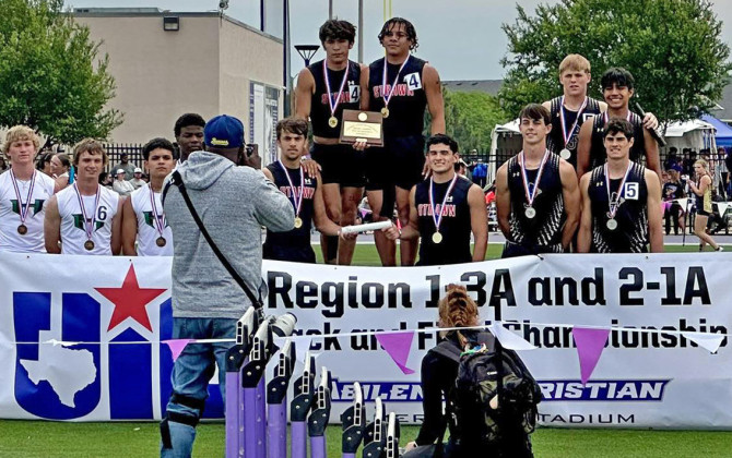 Jaybirds sprint relay team of Bode Ham, Griff Reel, Lorenzo Vargas and Colt Gentry