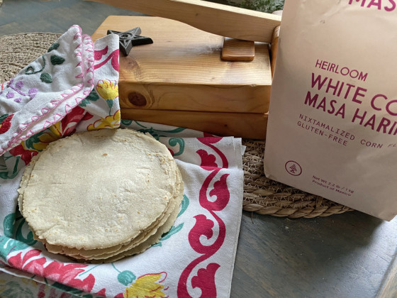 Handmade white corn tortillas