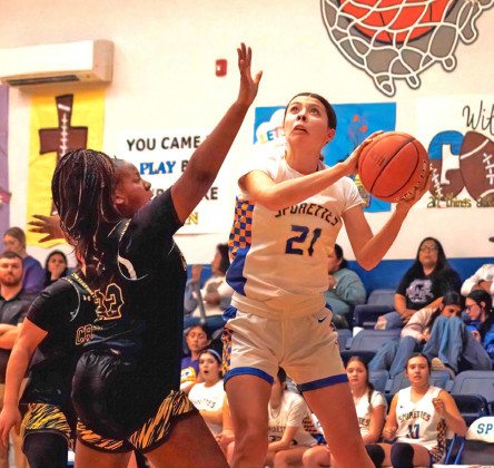 DISTRICTOPENERWIN In the Spurettes district basketball opener against Motley County the Spurettes took the lead early and dominated the entire game for a 68-37 win. | COURTESY PHOTO