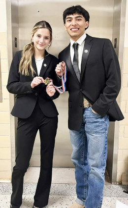 DEBATE CHAMPS Congratulations go to Saegan Molina and Joshua Ortiz for winning the Midland Legacy CX Debate Tournament. Results were 58.5–57 over Plains; 55–49 over Odessa Permian; a 53–52 loss to Fort Davis; a win at Semifinals over Plains; and a win at Finals over Plains. | COURTESY PHOTO