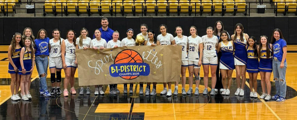 BI-DISTRICT CHAMPS The Spur Spurettes girls varsity basketball team defeated the O’Donnell Lady Eagles 63-20 Monday night in Post to win the bi-district championship. The Spurettes take on the MeadowLadyBroncoswiththeAreaChampionshipFriday,6p.m.atRoosevelt.| TEXASSPURPHOTO