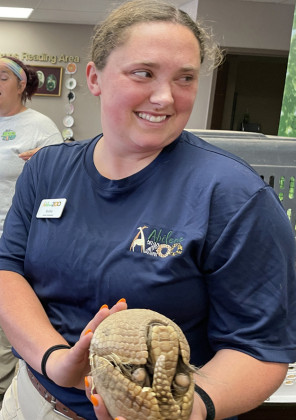 ZOO IN SPUR A South American Armadillo wasoneoftheanimalsthattheAbileneZoo showed local children at the Spur Library event Tuesday. | TEXAS SPUR
