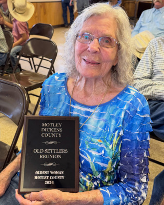 OLD SETTLERS HONORS Congratulations go to the winners recognized at the Memorial Service.They include Oldest Living Woman and Man in Motley and Dickens Counties; Longest Living WomanandManinMotleyand Dickens Counties, and Furthest Traveled.