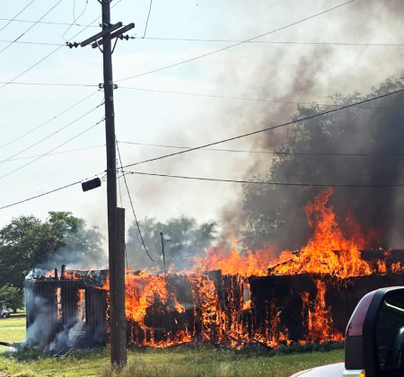 HOUSE FIRE in Spur was allowed to burn down after owners confirmed contents were not salvageable. | COURTESY PHOTOS