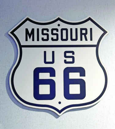 YOU GO THROUGH SAINT LOOEY and Joplin, Missouri—according to “Route 66” songwriter Bobby Troup—following this famous shield. | THE TEXAS SPUR