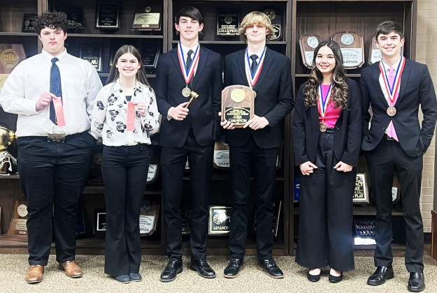DISTRICT CX DEBATE CHAMPS Congratulations go to Jayton High School and Coach HillaryThomas Bleiker for winning District Cross X Debate. Other honors include: Golden Gavel Award, Griff Reel; Griff Reel and Jarret Herzog, 1st Place (State Qualifier); Melody McClane and Zech Mosley, 3rd Place (State Alternate); Cooper Spray and Abigail Mosley, 4th Place; Dayton Bleiker and Colt Gentry, 6th Place (not pictured). | COURTESY PHOTO