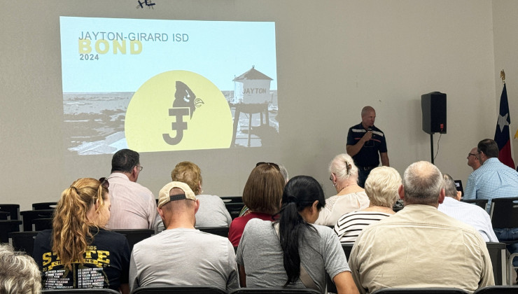 COMMUNITY MEETING Between 50 and 60 people were present last Sunday in Jayton for a presentation about JGISD’s bond propositions, on the November 2024 ballot. | THE TEXAS SPUR