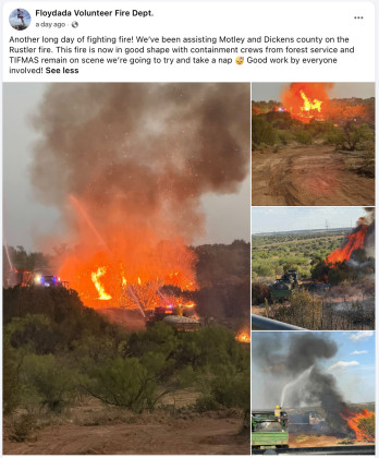 Aug. 23 Rustler Fire contained on rural Dickens, Motley acreage