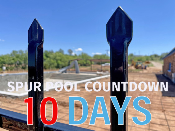 COUNTING DOWNTHE DAYS Now that fencing is in place and the concrete pool deck is about to be poured, the City of Spur is making plans for a public grand opening event for the renovated Swenson Park Pool. Follow us on Facebook this week as we report daily on progress. | THE TEXAS SPUR