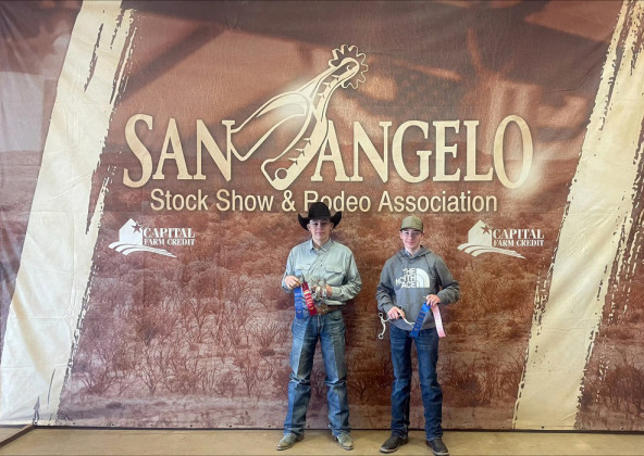 Congratulations go to Porter Abbott for placing 4th with his bits, and Rylynn Beshirs for placing 2nd with his spurs, at the San Angelo Ag Mechanics show. | COURTESY PHOTO