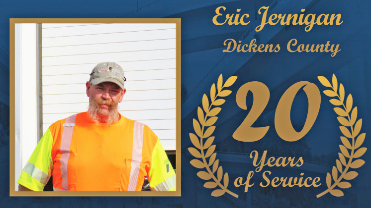 SERVICE AWARD Eric Jernigan of Dickens County was recently recognized for 20 years of service with the Texas Department of Transportation. | COURTESY PHOTO
