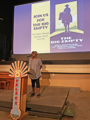 SPUR WELCOME Spur mayor Louise Jones welcomed visitors to Saturday's showing ofThe Big Empty, a documentary about bitcoin mining and cryptocurrency operations coming to Dickens County. | TEXAS SPUR