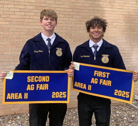JAYTON FFA HONORS At the Area 2 FFA Convention, Jayton-Girard FFA wrapped up a successful range of events. Griff Reel won Grand Champion Speaker Overall and will be headed to State with his speech. In Area agriscience fair, Sean Stanaland took 1st place and Kirby was 2nd. Kirby was 2nd in the Star Greenhand interview. The Salt Flats were 4th in Talent. Lonestar Degrees for Reese, Sidney, Caleb, Cutter, Cooper and Jace were all approved and move on to State. | COURTESY PHOTOS