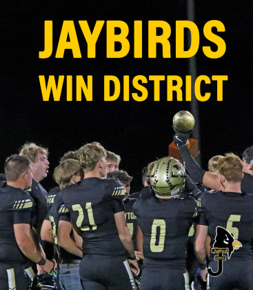 DISTRICT CHAMPS The Jayton Jaybirds clinched their district football title Friday night, defeating Aspermont 50-0. Jayton finishes the regular season undefeated, 10-0, and ranked #1 in the state. In the bi-district playoff game, they will face the Guthrie Jaguars Thursday, Nov. 13, at 7:00 p.m. at Knox City and will be the visiting team. FULL COVERAGE, PAGE 5 | COURTESY PHOTO