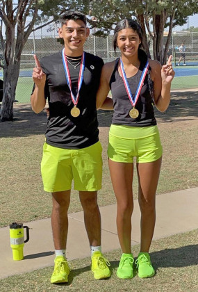 Patton Springs’ Diezel Ramirez and Tory Childers won the Regional Tennis Championship match last week against Nazareth 6-0, 6-2 and will be competing for the State title in San Antonio Thursday, May 16. | COURTESY PHOTO