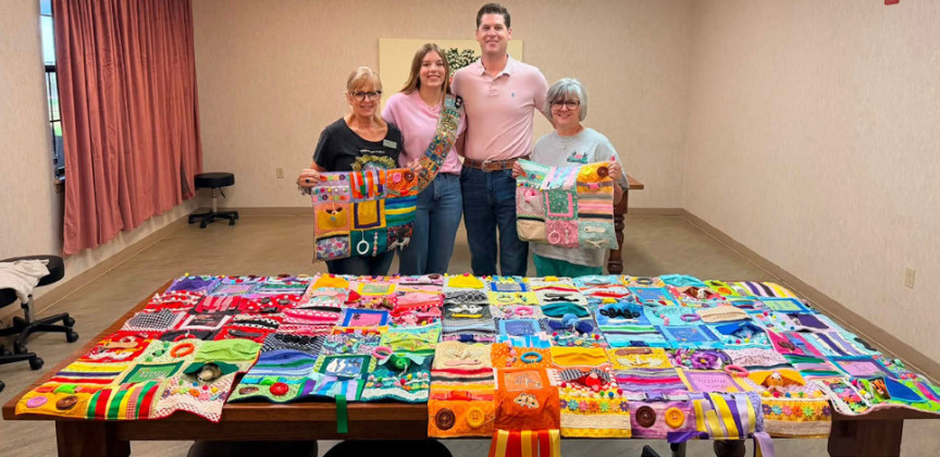 HELPING OTHERS Jessica Baldridge, a 2026 graduate of Jayton High School, has been making sensory mats with her girl scout team for the Kent County Nursing Home residents, for her Girl Scout Gold Award service project. She is currently finishing up final touches of making a website for more information to widen reach for awareness and education. | COURTESY PHOTOS