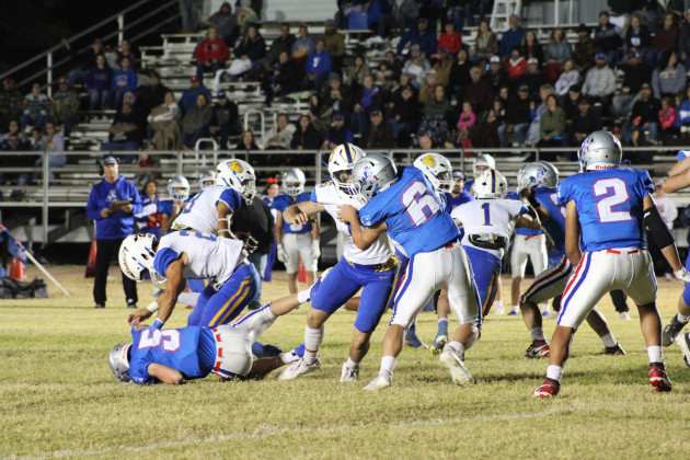 SPUR’S WIN clinched a District title; the undefeated Bulldogs are bound for the playoffs, with their last home game Friday Nov. 8, 2024 at 7:30. | SPUR YEARBOOK PHOTO