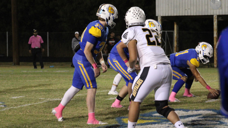 BULLDOGS OVER BUFFS Spur handed Petersburg a 66–18 defeat via the mercy rule last Friday night. | COURTESY PHOTOS