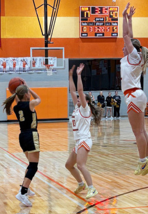 Lady Jay point guard Jace Chisum looks for an open teammate in Jayton’s district win over Rotan.