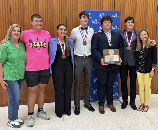 STATE HONORS Congratulations go to the Jayton Speech Team, who earned 2nd place overall in the State UUIL Speech contest. Individual awards include: Griff Reel, 3rd place, poetry; Cooper Spray, 6th place, Persuasive; Colt Gentry, 2nd place, Informative; Melody McClane, 3rd place, Informative. Their advisor is Hillary Bleiker. | COURTESY PHOTOS