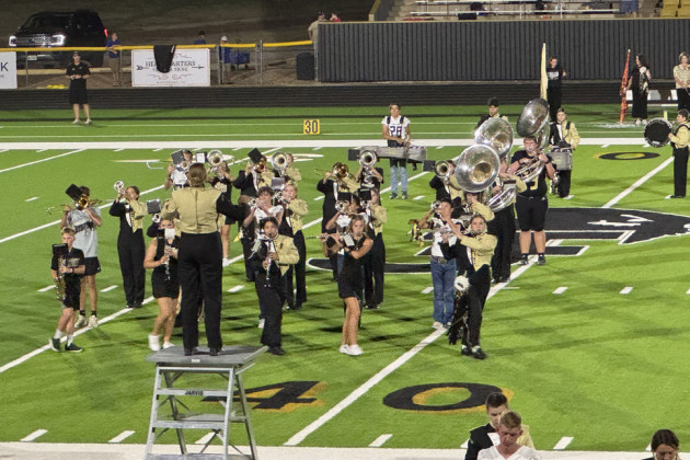 BOTHBANDS had the opportunity to perform for eager spectators following Jayton’s halftime win. Knox City presented a spirited program of pop favorites, while Jayton, under the direction of Lauren Huff, played a more subdued suite. | THE TEXAS SPUR