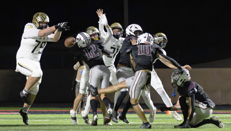 BLOCK THAT KICK Jayton’s Garrison Allen denies Klondike a field goal. | COURTESY PHOTO