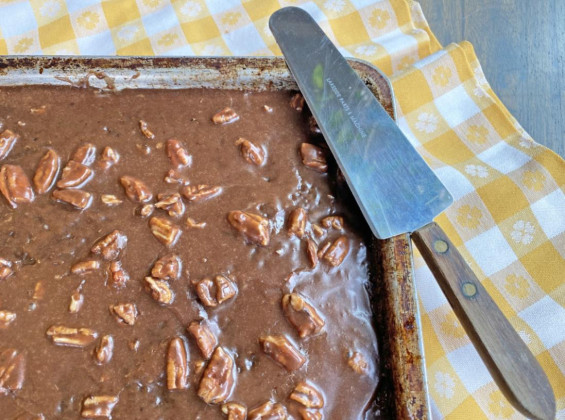 Chocolate sheet cake welcome addition to any picnic