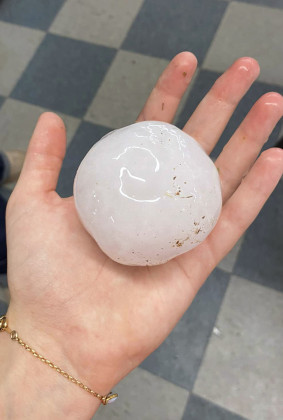 ICEBALL On Saturday, May 4, many residents in the White River Lake area reported golfball- to baseball-sized hail. | FACEBOOK