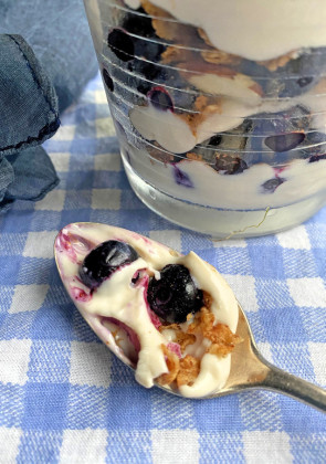 SUMMER BERRIES Creamy clouds of cold Greek yogurt layered with fresh or frozen blueberries, Ceylon cinnamon, and crunchy granola work together to offer a variety of textures, incredible flavor. | ANGELINA LaRUE PHOTO