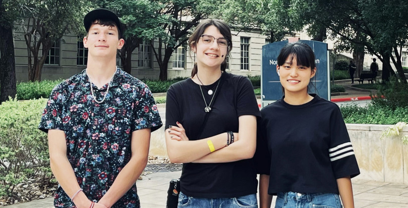 SPUR AT STATE From left, Spur’s Brandon Garza-West, Leah Munoz and Stacy Wang competed at the State UIL Academic Meet in Austin Monday and Tuesday. Garza-West finished 14th in spelling, Munoz finished 15th in spelling and Wang finished 7th in mathematics and she finished 10th in Number Sense. Their advisor is Myles Hammack. | MYLES HAMMACK PHOTO