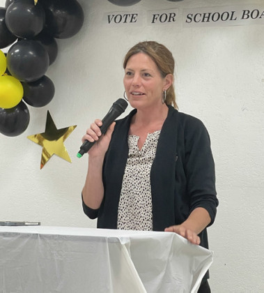 Kent County librarian Joy Williams moderated last week's JGISD school board candidates' forum. | TEXAS SPUR