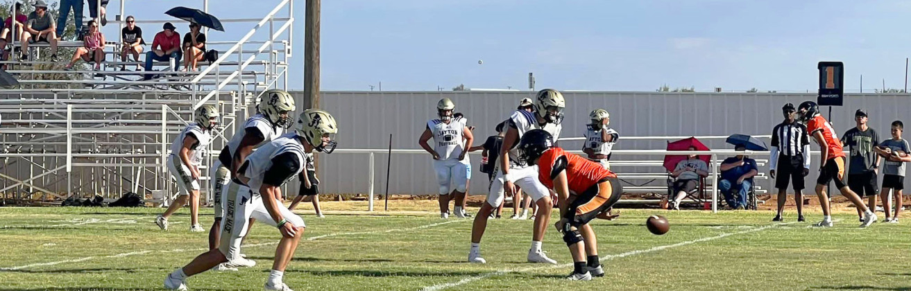 JAYTON SCRIMMAGE Last week the Jayton Jaybirds faced the Ira Bulldogs in a scrimmage. This week, Jayton plays host to the Gridiron Classic, one of the premiere showcases of six-man football, to kick off the new season. Games run Thursday through Saturday at Jaybird Stadium. Jayton will face the Westbrook Wildcats Thursday at 8:00 p.m. | COURTESY PHOTO