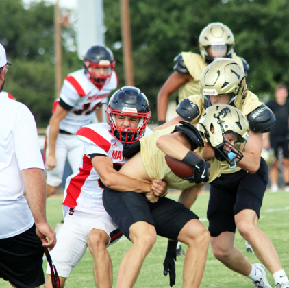SCRIMMAGES UNDERWAY Reigning State Champion Jayton and fellow six-man powerhouse Motley County kicked the season off with a scrimmage Friday. Spur scrimmaged in Hermleigh Friday. | COURTESY PHOTO