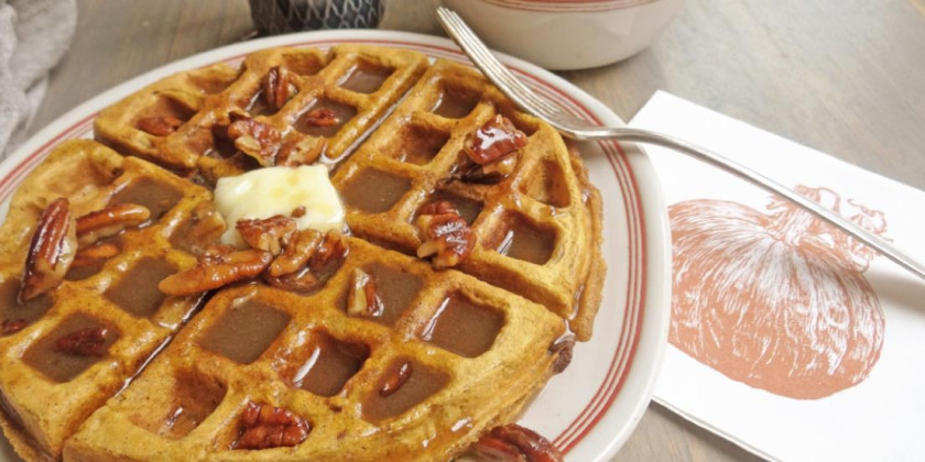 Pumpkin Waffles with Butter-Pecan