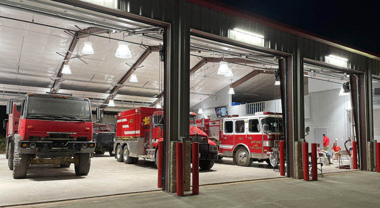 TRUCK BAYS in the new Spur fire station are more than adequate for fast response times—and for hosting the community at an official grand opening slated for October 5. | SPUR VFD PHOTO