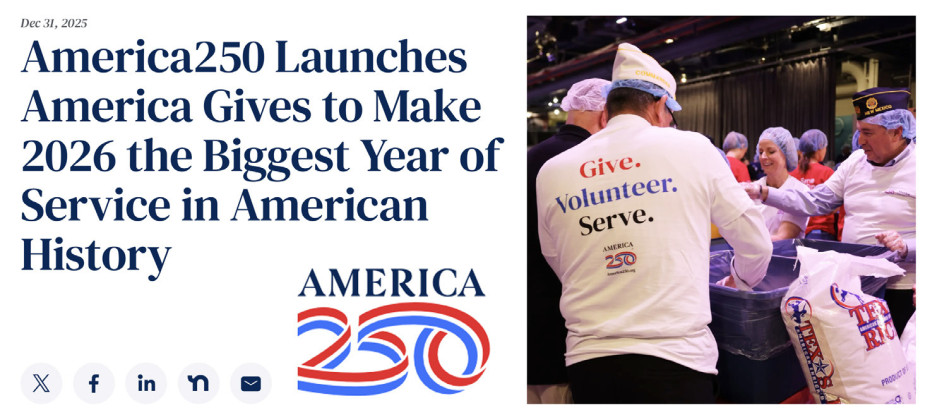 challenges businesses, nonprofits, schools, youth groups, faithbased networks, and organizations of all kinds to commit to increasing their volunteer efforts and measurable impact starting today. STARTING JAN. 1, AMERICA GIVES