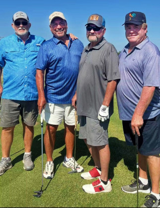 FIRST PLACE WINNERS in Spur’s 2026 annual Debbie Daughtry Memorial ScholarshipTournament, with score of 65 (7 under par), was the team of Rooster Rainbolt, Gene Solis, Bob Condron and Robert Daughtry.