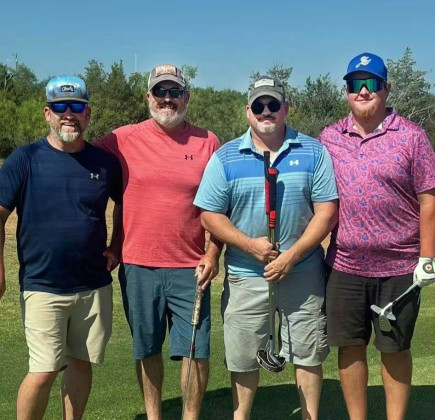 COMING IN THIRD, shooting a 67 (5 under par), was the team of Andy Daughtry, Vance Parsons, Dillon Hale and Jared Baker.