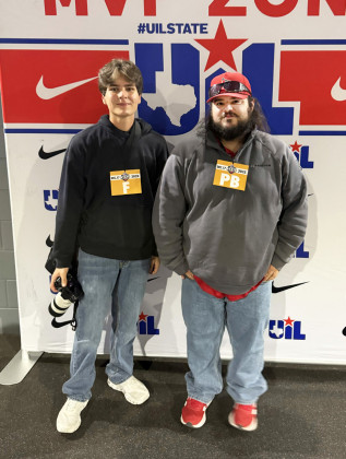REPORTINGFROMARLINGTON For early-career journalists Noah Fierros of Floydada (left) and Russ Morris of Post, reporting from the field at AT&amp;amp;T Stadium made for a learning experience to be long remembered. | STEPHANIE ALLEN PHOTO