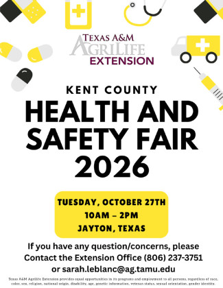 Make plans to attend Kent Co. Health Fair in Jayton, Oct. 27