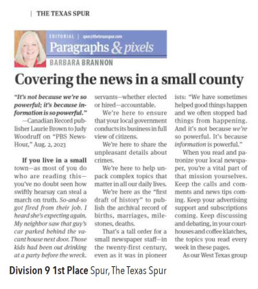 Texas Press Association awards recognize 2023 newspaper issues