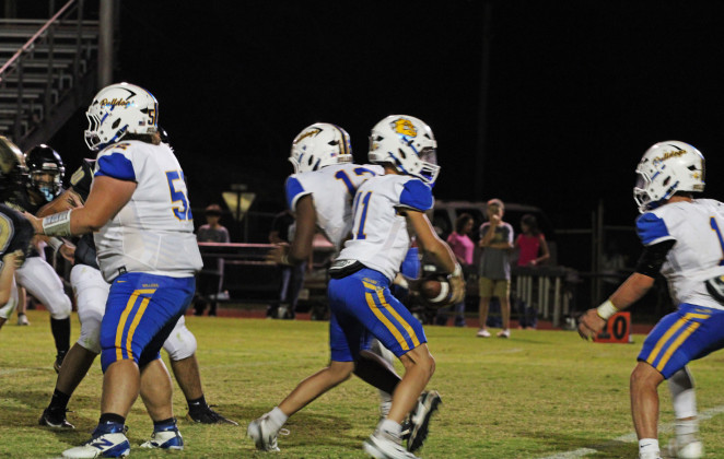 BULLDOGSYIELDTO EAGLES Spur’s varsity football squad put up a valiant effort versis O’Donnell last Friday but look toward district play starting Oct. 10. | COURTESY PHOTOS