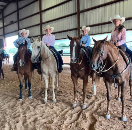 NOTJUSTHORSINGAROUND Dickens 4-H members Rylee Foster, Maddee Foster, Steeley Smith and Paisley Smith competed in numerous events at the District 3 4-H Horse show in Vernon last week. | COURTESY PHOTOS