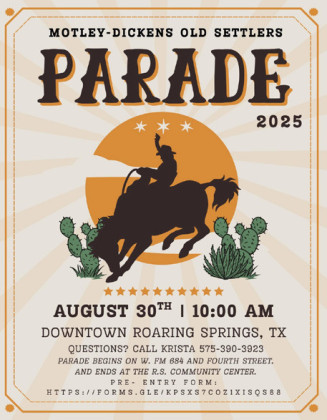 102nd Annual Motley-Dickens Old Settlers Reunion and Rodeo, Aug. 28–30, seeks parade entrants