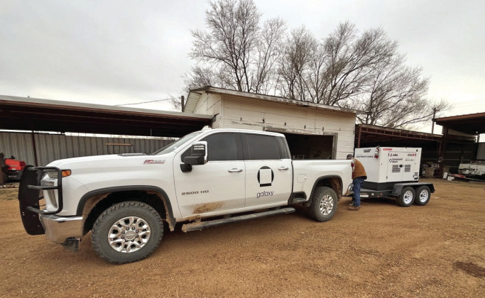 LOANER GENERATOR was provided to the City of Spur Jan. 22 by Dickens County’s Galaxy Digital folks, in advance of an anticipated multi-day winter storm and single-digit temperatures. The backup generator will be available to power water-system lift pumps in case of power outage, according to County Judge Kevin Brendle. | COURTESY PHOTO