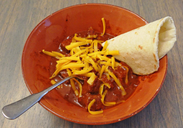 BIG, BEEFY CHUNKS OF BRISKET will satisfy the hungriest folks, in this makeahead chili that slowly cooks in the crockpot while you’re busy watching the big game, or movies with your family. | ANGELINA LaRUE PHOTO Pickled jalapenos