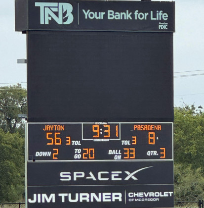 VICTORY Jayton won the battle of defending state champs defeating TAPPS state champion, First Baptist Christian Academy of Pasadena by a score of 56-8 in McGregor. | COURTESY PHOTO