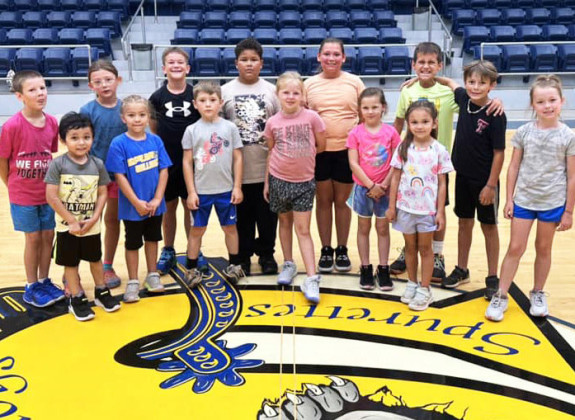 SPURBASKETBALLCAMP The Spur ISD summer basketball camp was held last week at the school to give local youngsters the opportunity to learn from coaches and adults. KayganWalker won the 3-point challenge and the skills challenge for her age group, Hazen Hall won the mid-range shooting challenge, and Kylee Molina won the skills challenge for her age group. | COURTESY PHOTOS