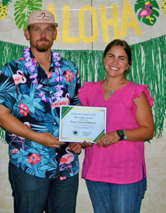 Korey and Joanna Bateman of Spur were honored with the Dickens 4-H Silver Spur Award.